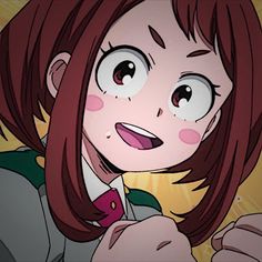 an anime character with red hair and big eyes