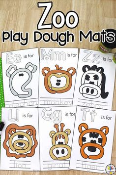 zoo alphabet play dough mats for kids to practice letter formation and matching letters with their own hands