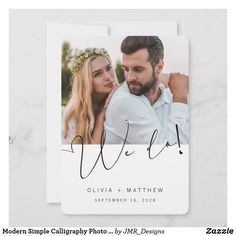 a wedding card with the word wed on it and an image of a man and woman