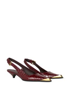 ETRO crocodile-embossed Pumps - Farfetch Luxury Leather Kitten Heels With Buckle, Luxury Leather Kitten Heels With Buckle Closure, Chanel 2, Iconic Bags, Flat Boots, Exclusive Fashion, Ballet Flat Shoes, Pump Sandals, Kitten Heel