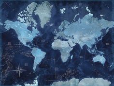 a map of the world is shown in blue