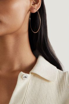 Emphasizing versatility and longevity, Melissa Joy Manning's jewelry is handcrafted by expert artisans who pay close attention to even the smallest detail. These sizable hoop earrings are cast from 14-karat recycled gold that's both lightweight and delicate. Sweep your hair into a low bun to keep them in focus. Classic Single Small Hoop Earring, Timeless Round Hoop Earrings For Everyday Elegance, Refined 14k Gold Round Earrings, Timeless Everyday Elegance Hoop Earrings, Polished Round Jewelry For Everyday Elegance, Everyday Elegance Tarnish-resistant Hoop Jewelry, Oval Fine Jewelry Hoop Earrings For Pierced Ears, Timeless Round Hoop Earrings For Everyday Luxury, Everyday Elegance Round Huggie Earrings