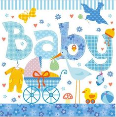 Blue Baby Boy Decoupage Napkin for Crafting, Scrapbooking, Mixed Media with Animals and Baby Stroller and Stork Paper Napkins For Decoupage, Decorative Napkins, Vintage Napkins, Blue Baby Shower, Wood Plaques, Decoupage Paper, Rice Paper, Paper Napkins, Ink Color