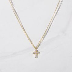 Tiny Cross Necklace, Dainty Cross Necklace, Diamond Cross Necklace, Tiny Cross, Small Crosses, Diamond Cross, Recycled Metal, Delicate Necklace, Necklace Sizes