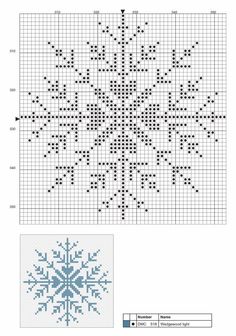 a cross stitch pattern with snowflakes on the side and an image of a flower