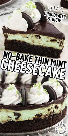 there is a chocolate and mint cheesecake on the cover of this cake recipe book