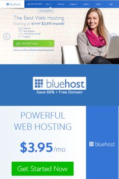 the bluehost web hosting page is shown