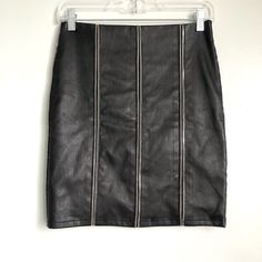 This Super-Sleek Miniskirt Fashioned From Supple Lambskin Leather Is Accented With Silvery Zips Design From Waist To Hem For An Alluringly Edgy Look. - In Really Good Condition - Size:4 In Black - Fit: True To Size - Exposed Back-Zip Closure - Lined - Leather (Stretch): Lambskin - Professional Leather Clean - Approx. Measurements: 13" Weight, 15" Hip, 17.5" Length Leather Mini Skirt, Leather Cleaning, Edgy Look, Leather Mini Skirts, Amelie, Black Fits, Leather Mini, Lambskin Leather, Black Silver