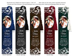 the wedding bookmarks are designed to look like they have pictures on them