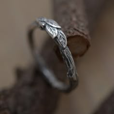 Artistic Leaf Ring Sterling Silver Branch Twig Ring Nature - Etsy Nature-inspired Silver Stackable Rings For Anniversary, Silver Nature-inspired Stackable Rings For Anniversary, Silver Nature-inspired Stackable Rings For Promise, Silver Stackable Promise Rings With Nature-inspired Style, Nature-inspired Silver Stackable Rings, Nature Wedding Band, Twig Engagement Ring, Nature Inspired Engagement Ring, Twig Ring