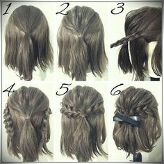 Half Up Half Down Hair Prom, Simple Prom Hair, Easy Hairstyle, Hairdos For Short Hair, Hair Tutorials Easy, Peinados Fáciles Para Cabello Corto, Short Hair Tutorial, Hair Up Styles, Penteado Cabelo Curto