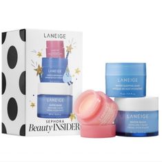 -Brand: Laneige -Sephora Beauty Insider Birthday 3 Piece Mini Set -Info: This Kit Features Three Best-Selling Laneige Products For Ultra-Hydrated Skin! The Cult-Favorite Lip Sleeping Mask Provides Intense Overnight Moisture For Baby-Soft Lips While The Water Sleeping Mask Delivers Overnight Deep Hydration To The Skin. The Water Bank Moisture Cream Is A Rich Cream That Provides Soothing, Skin Strengthening Moisture. -Includes: 3 G Lip Sleeping Mask 15 Ml / 0.5 Oz Water Sleeping Mask 20 Ml / 0.6 O Laneige Products, Sephora Birthday Gift, Laneige Water Bank, Water Sleeping Mask, Laneige Water Sleeping Mask, Moisturizing Toner, Shiny Skin, Laneige Lip Sleeping Mask, Sephora Beauty