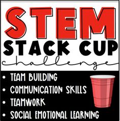 Challenge your students with this fun team building activity! Students cam demonstrate team work by trying these stack cup challenges! This is an easy prep activity with minimal teacher set up. All you will need is plastic cups, string, and rubber bands. This is powerpoint that you can display from the projector. This product includes a rule page, a STEM meaning review, six different challenges that your students can try, and a "what did you learn slide"! PLUS there is a bonus slide where studen Fun Team Building Activities, Good Teamwork, Teamwork Skills, Team Building Activities, Team Building, Social Emotional Learning, Card Challenges, Communication Skills, Hands On Activities