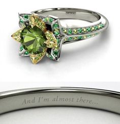 Disney Engagement Rings | POPSUGAR Love & Sex Photo 10 Disney Princess Engagement Rings, Tiana Wedding, Princess Sweet 16, Disney Engagement Rings, Disney Rings, Disney Engagement, Princesa Tiana, Rings Green