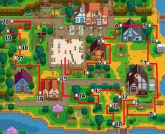 an image of a map that shows the location of some houses and streets in animal crossing