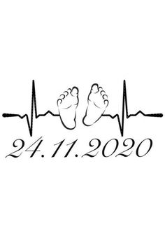 a black and white drawing of two feet on top of a heartbeat line