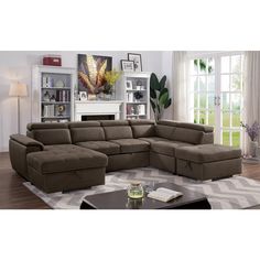 a large sectional couch in a living room