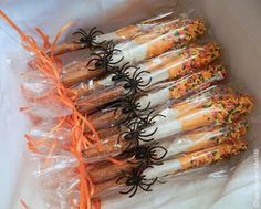 there are many halloween treats wrapped in plastic