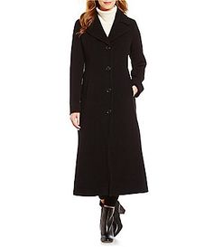 Anne Klein Notch Collar Long Wool Coat Fitted Formal Outerwear With 3/4 Sleeves, Spring Outerwear With Button Closure And 3/4 Sleeve, Workwear Outerwear With Buttons And 3/4 Sleeve, 3/4 Sleeve Outerwear With Buttons For Work, Fall Outerwear With Pockets And 3/4 Sleeve, Workwear Outerwear With 3/4 Sleeve And Buttons, Elegant Fall Outerwear With 3/4 Sleeves, Fitted Spring Outerwear With 3/4 Length, Elegant 3/4 Sleeve Outerwear For Fall