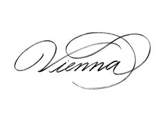 the word vienna written in cursive writing on a white background with black ink