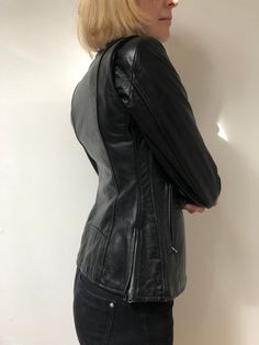 Small Vintage 1960s Black Brimaco Cafe Racer Motorcycle Biker Mod Leather Jacket, Acme Zips- Near Mint! Are you a mod or a rocker? It doesn't matter. This jacket is too amazing! Near mint, in excellent vintage condition. Probably an XS, please be sure to check the measurements listed for a good fit. All measurements taken with the jacket laying flat. Shoulder to shoulder: 14 inches Pit to pit: 16 inches Bottom of jacket: 17 inches Sleeve length: 23 inches Neck to hem: 24.5 inches Please feel fre Retro Biker Jacket With Zipper For Biker Events, Retro Leather Jacket With Zipper For Biker Events, Retro Black Biker Jacket With Zipper Closure, Black Retro Biker Jacket With Zipper Closure, Vintage Black Leather Jacket With Front Zip, Vintage Leather Jacket With Zipper For Work, Fitted Vintage Biker Jacket With Zipper, Retro Biker Jacket With Zipper Closure, Vintage Black Biker Jacket For Work