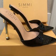 Asos Simmi London Black Croc Heels New In Box! Size 6. Elegant High Heels For Going Out, Spring Pointed Toe Heels For Going Out, Elegant Heels For Going Out In Spring, Black Shoes With Heels, Shoes With Heels, Simmi Shoes, Croc Heels, Asos Shoes, Shoes Women Heels