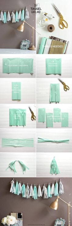 the instructions for how to make tissue paper garlands with scissors and other things on it