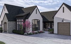 this is an artist's rendering of a house with two garages and landscaping