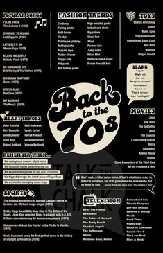 the back to the 70's poster is shown in black, with white lettering