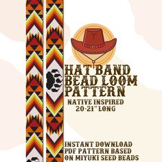 an advertisement for the hat - band bead loom pattern native inspired 20 - 21 long