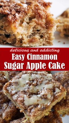 Easy Cinnamon Sugar Apple Cake Apple Recipes No Sugar, Cinnamon Sugar Desserts, Cinnamon Sugar Apples, Cinnamon Desserts, Apple Cinnamon Cake, Coffee Cake Recipes Easy