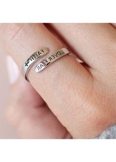 Color:Silvery White;Package Contents:1 X Ring;Occasion:Sport; Meaningful Silver Rings For Valentine's Day, Letter Ring, Mother's Day Gifts, On Sale, Two Piece, Ring, Gifts, White, Color