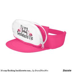 It's my flocking bachlorette sun visor + fanny pack! Its the new dad hat!!  #flamingobachlorette #capsac #flockingbachlorette #beachbachlorette #poolpartybachlorette Metallic Pattern, Pink Cap, Sports Coach, Gag Gifts Funny, Cute Wallets, Visor Cap, Baseball Trucker Hat, Zipped Bag, Summer Gift