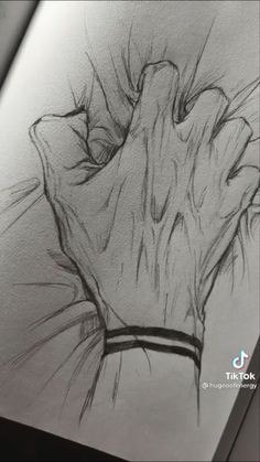 a pencil drawing of a hand holding something