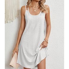 Season:Summer; Fabric:Lace; Sleeve Length:Short Sleeve; Look After Me:Machine wash; Gender:Women's; Style:Casual,Streetwear,A Line; Elasticity:Inelastic; Occasion:Date,Vacation,Street,Holiday; Fit Type:Loose Fit; Dresses Type:Casual Dress,Summer Dress,White Dress,Lace Dress,Plain Dress; Design:Lace,Patchwork,Eyelet; Neckline:V Neck; Listing Date:04/16/2024; Dress Length Type:Midi Dress; Print Type:non-printing Summer Cotton Shift Mini Dress, Cotton Mini Dress For Beach In Solid Color, Gray Shift Dresses For Summer, Casual Solid Color Summer Mini Dress, Summer Shift Mini Dress In Solid Color, Casual Solid Color Mini Dress For Summer, Casual Hollow Out Summer Dress, Casual Summer Dress With Hollow Out Details, Casual Hollow Out Mini Dress For Summer