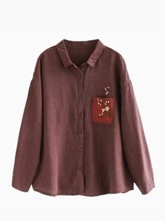 Details: Gender: Women Item Type: Blouse Material: Linen Pattern Type: Embroidery Season: Spring, Autumn Style: Leisure, Daily, Retro Occasion: Going Out, Daily Size: One Size Length: 64.00 cm/ 25.20 " Bust: 126.00 cm/ 49.61 " Cuff: 20.00 cm/ 7.87 " Hem: 132.00 cm/ 51.97 " Brown Cotton Top With Floral Embroidery, Casual Embroidered Brown Blouse, Brown Embroidered Long Sleeve Blouse, Casual Brown Embroidered Blouse, Brown Floral Embroidered Long Sleeve Top, Brown Long Sleeve Top With Floral Embroidery, Collared Fall Blouse With Floral Embroidery, Casual Embroidered Fall Blouse, Fall Collared Blouse With Floral Embroidery