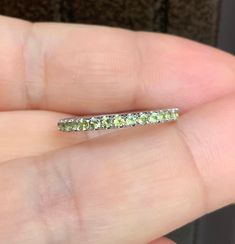 "Peridot Pave Band Full Eternity 2mm Peridot Stacking Ring Wedding, Anniversary Band Gold or Platinum Push Present Ring Peridot Maternity Ring August Birthstone Ring MaterialSolid Gold (10K, 14K, 18K) or PLATINUM 950                                      Select your choice from drop down window FinishingHigh Polished/ Shiny PlatingRhodium/ Platinum Family (ONLY if white gold selected) FitComfort/Rounded Width2mm Height2mm          SettingU Micro Pave Set (Reminds the Letter \"U\" from side) Stone Green Diamond Round Eternity Band, Green Diamond Stackable Ring, Green Diamond Stackable Ring With Round Cut, Green Stackable Diamond Ring With Round Cut, Green Gemstone Eternity Band For Anniversary, Green Eternity Band With Prong Setting For Anniversary, Green Eternity Band With Vvs Clarity In Round Shape, Green Prong-set Eternity Band For Anniversary, Green Vvs Clarity Eternity Band For Anniversary