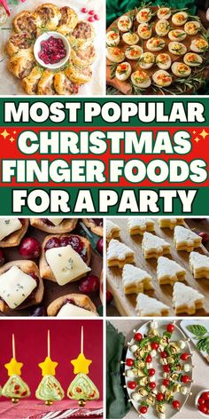 The best finger foods for a Christmas potluck party, or Christmas Eve dinner, including bite size appetizers for a crowd, and kid friendly holiday finger foods. Xmas Party Food Appetizers, Christmas Eve Party Food, Party Food Ideas Christmas, Christmas Food Appetizers, Finger Foods Christmas, Christmas Eve Finger Food Ideas, Easy Christmas Finger Foods, Unique Christmas Recipes, Finger Food Ideas For Parties