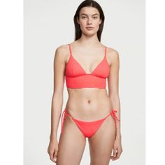 Victoria's Secret Swim Women's Mix-And-Match String Bikini Bottom Coral Blaze Medium Nwt New With Tag Brand: Victoria's Secret Color: Coral Blaze Size: Medium Product Description Our Classic String Bikini With Adjustable Side Ties Offers Barely-There Appeal With Moderate Coverage In Back. Style With Your Favorite Vs Swim Top. Low Rise Adjustable Side Ties Cheeky Fit: Moderate Back Coverage; Shows A Little But Not All Logo Charm Accent Hand Wash Imported Composition Body: 85% Polyamide 15% Elasta All Logo, Micro-elastic Swimwear With Moderate Coverage, Victoria's Secret Swimwear With Built-in Bra, Victoria's Secret Tie-side Bottom Swimwear, Vs Swim, Victoria's Secret Bra-friendly Swimwear For Poolside, Victoria's Secret Stretch, Bra Friendly Swimwear, Color Coral, Victoria Secret Swim