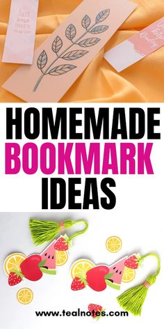 homemade bookmark ideas for kids to make with lemons and watermelon slices