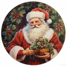 Christmas Sign, Santa Sign, DCO-00439, Sign For Wreath, 10 Round Metal Sign - DecoExchange® Christmas Wreaths Signs, Half Moon Santa Wreath, Vintage Santa Wreaths, Rustic Christmas Signssvg Free Wreaths, Round Vintage Christmas Images, Small Easel, Easter Sign, Festive Wreath, Grapevine Wreaths