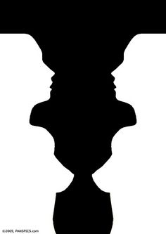 the silhouette of a man's head and neck in black against a white background