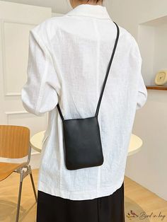 BirdinBag - Stylish Mini Crossbody Bag with Minimalist Appeal Black Shoulder Phone Bag For Daily Use, Black Satchel Phone Bag For On-the-go, Black Phone Bag For Daily Use, Trendy Black Phone Bag For School, Casual Black Phone Bag For Everyday Use, Casual Black Rectangular Phone Bag, Casual Black Portable Phone Bag, Casual Black Phone Bag, Casual Black Phone Bag With Large Capacity