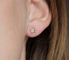 Diamond Earrings, Star Earrings | Capucinne Jewelry Gold Starburst, Stud Earrings Unique, Earrings Star, Starburst Earrings, Star Stud Earrings, Buy Earrings, Dainty Studs, Star Earrings Stud, Small Earrings Studs