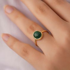 MALACHITE RING - GEMSTONE RING  Discover the timeless allure of our Malachite Gemstone Ring! Handcrafted with sterling silver, this Statement Ring boasts the vibrant energy of Malachite, making it a perfect Christmas Gift or an exquisite addition to your jewelry collection. The rich green hue of Malachite makes it a striking piece, sure to captivate Her heart. Elevate your style with this stunning Malachite Jewelry that exudes elegance and positive energy. Treat yourself or a loved one to this u Round Enamel Ring With Bezel Setting As Gift, Round Gemstone Enamel Ring Gift, Round Enamel Ring With Gemstone For Gift, Green Enamel Round Ring For Weddings, Green Round Band Rings As A Gift, Green Round Band Ring As Gift, Green Round Band Ring For Gift, Green Ring For Gift, Green Ring With Bezel Setting And Round Stone