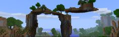 an image of a minecraft landscape with trees and rocks