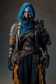 Female Post Apocalyptic Outfit, Postapocalyptic Concept Character, Post Apocalyptic Outfit Women, Post Apocalyptic Outfit, Desert Punk, Post Apocalyptic Costume, Post Apocalyptic Art, Cyberpunk Girl, Artsy Style