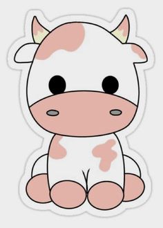 a cute little cow with big eyes sticker