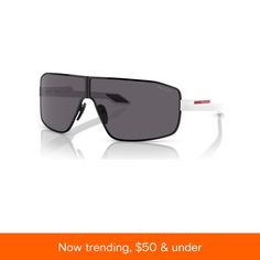 in stock Modern White Sunglasses With Metal Frame, Black Rims, Men's Sunglasses, Red Stripe, New Color, Prada, Mens Sunglasses, Pick Up, In Store