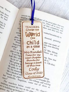 a bookmark that reads teachers change the world as a child as a nine year old